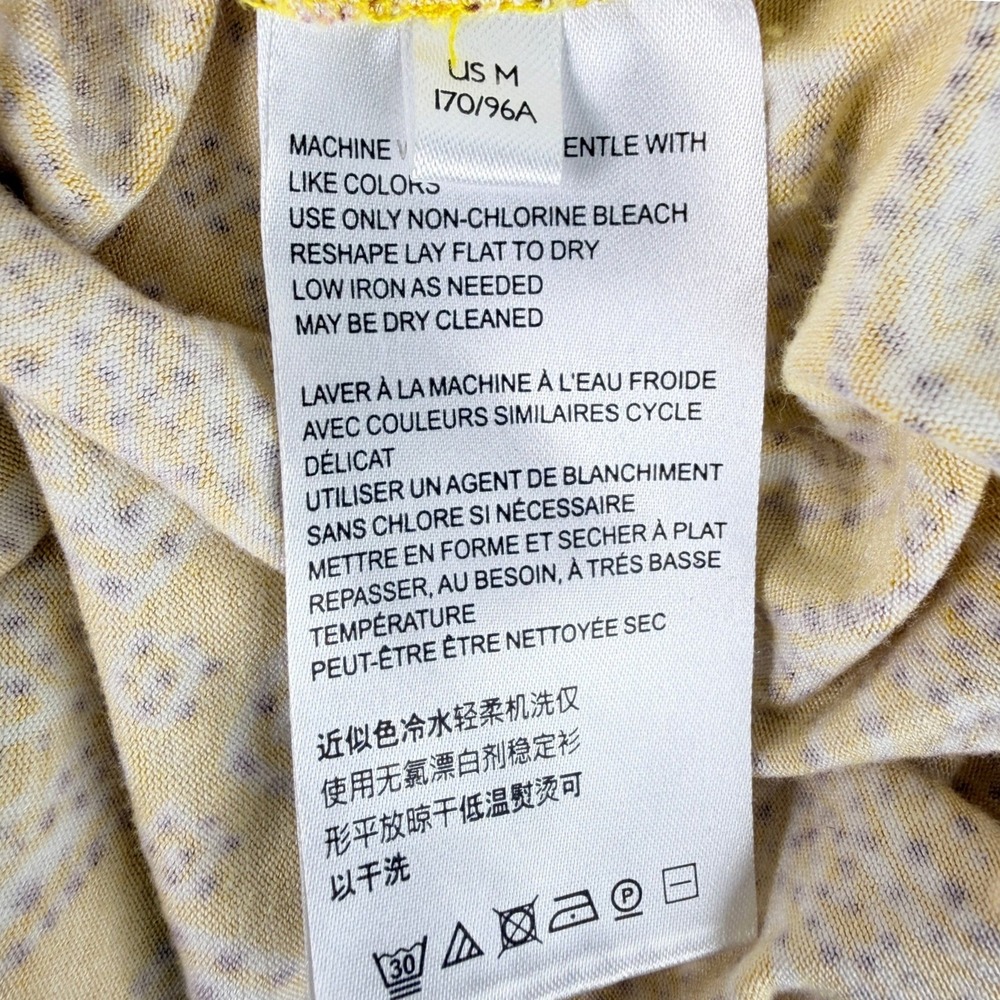 Anthropologie Maeve Fete Faux Wrap Handkerchief Midi Dress Yellow Geometric M - Picture 8 of 8
